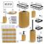 Clara Clark Badezimmer-Zubehör-Set – Badezimmer-Set mit Selbstklebender Eck-Duschablage zum Aufhängen, 25-teiliges Badezimmer-Zubehör-Set, goldenes Duschvorhang-Set, WC-Bürste, Mülleimer und
