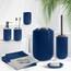 Badezimmer-Zubehör-Set mit Duschvorhang-Set, Seifenspender, Seifenschale, Zahnbürstenhalter mit Tasse, Duschvorhang-Set mit Liner und Haken, WC-Bürste und Halter, Abfalleimer, Marineblau