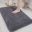 COSY HOMEER Badteppiche für Badezimmer, extra dick – rutschfeste Badematten, weiches Plüschgarn, zottelig, 100 % starkes Mirco-Polyester-Matte, Wohnzimmer, wasserabsorbierend (dunkelgrau, 61x91 cm)