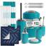 Clara Clark Badezimmer-Zubehör-Set – 23-teiliges Duschvorhang-Set mit Badezimmer-Mülleimer, blaugrünes Badezimmer-Set, Badezimmer-Sets mit Duschvorhang und marineblauen Teppichen
