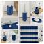 Badezimmer-Zubehör-Set mit Duschvorhang-Set, Seifenspender, Seifenschale, Zahnbürstenhalter mit Tasse, Duschvorhang-Set mit Liner und Haken, WC-Bürste und Halter, Abfalleimer, Marineblau