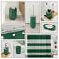 Badezimmer Zubehör Set mit Duschvorhang Set, Seifenspender, Seifenschale, Zahnbürstenhalter mit Tasse, Duschvorhang Set mit Liner und Haken, WC-Bürste und Halter, Mülleimer, Hunter Green