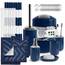 Clara Clark Badezimmer-Set – 23-teiliges Duschvorhang-Set mit Badezimmer-Mülleimer, marineblaues Badezimmer-Set, Badezimmer-Sets mit Duschvorhang und marineblauen Teppichen