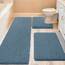 ACCUMTEK Upgrade Extra großes Haze Blue Badezimmerteppich-Set, 3-teilig, ultraweiche, dicke, saugfähige Badematten, rutschfeste Chenille-Toilettenmatte für Badezimmer, Schlafzimmer, Küche, Steinblau