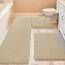 ACCUMTEK Upgrade Extra großes beige Badezimmerteppich-Set, 3-teilig, ultraweich, dick, saugfähig, rutschfest, Chenille-WC-Vorleger für Badezimmer, Schlafzimmer, Küche