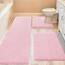 ACCUMTEK Upgrade Extra großes rosa Badezimmerteppich-Set, 3-teilig, ultraweich, dick, saugfähig, rutschfest, Chenille, WC-Vorleger für Badezimmer, Schlafzimmer, Küche