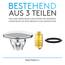 Bächlein Universeller Pop Up Waschbeckenstöpsel - Abflusssieb in Chrom für Waschtische - 36-38 mm Abfluss Ablauf Ventil-Stopfen mit Haarsieb