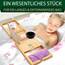 SereneLife Badewannenbrett Bambus Natur – Ausziehbares Tablett mit Geschenkbox rutschfeste Badewannenablage Wellness Zubehör aus Holz für Bücher, Wein, Snacks & Selfcare