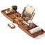 XcE Badewannen-Tablett (braun) – Bambus-Holz Badewannentablett und Badewannen-Caddy für EIN Spa zu Hause