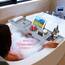 Domax Badewannenablage aus Bambus, erweiterbar, für Luxus-Badewanne, mit Buchhalter und Seifenschale