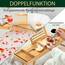 SereneLife Badewannenablage aus Bambus 2-in-1 als Bett Tablett – Ausziehbares Badewannenbrett 75–108 cm, höhenverstellbar, klappbar mit stabiler Buch- und Tabletstütze