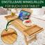 SereneLife Badewannenablage aus Bambus 2-in-1 als Bett Tablett – Ausziehbares Badewannenbrett 75–108 cm, höhenverstellbar, klappbar mit stabiler Buch- und Tabletstütze