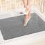 LuxStep Duschmatte, Badewannenmatte, 61 x 81,3 cm, rutschfeste Badematte mit Ablauf, schnell trocknende PVC-Luffa-Badematte für Badewanne, Dusche, Badezimmer (phthalatfrei, grau)