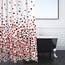 ANSIO Duschvorhang - 180 x 180 cm (71 x 71 Zoll) - Mosaik Gemuster - Rot, Badewanne Vorhang, Antischimmel & Waschbar Shower Curtain mit 12 Duschvorhängeringen | 100% Polyester