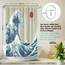 arteneur® - Japan Welle - Anti-Schimmel Duschvorhang 180x200 - Recycelt mit Öko-Tex Standard 100 - Beschwerter Saum, Blickdicht, Wasserdicht, Waschbar, 12 Ringe & E-Book