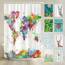 arteneur® - Weltkarte - Anti-Schimmel Duschvorhang 200 x 200 - Recycelt mit Öko-Tex Standard 100 - Beschwerter Saum, Blickdicht, Wasserdicht, Waschbar, 12 Ringe & E-Book