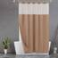 N&Y HOME Duschvorhang mit Waffelmuster, Stoffeinsatz zum Einrasten und 12 Metallhaken, Hotel-Stil, wasserdicht und waschbar, Schwerer Stoff und Netzfenster Oben, 180 x 183 cm, Kaffeebraun