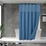 N&Y HOME Set aus Waffelgewebe-Duschvorhang mit einknöpfbarem Innenfutter und Haken, Hotel-Stil, wasserabweisend, waschbar, Schwerer Stoff, Netzfenster Oben, 180,3 x 182,8 cm, Blau (Moonlight Blue)