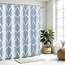 Gelbchu Hellblauer geometrischer Duschvorhang, wasserdichtes Design und Polyester, schnell trocknend, blauer Stoff Duschvorhänge Set für Badezimmer 72x72, langlebig und waschbar mit 12 Haken
