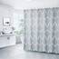 Gelbchu Duschvorhang-Set aus grauem Stoff, geometrisches Muster, B 108 x H 72, wasserdichtes Design und Polyester, schnell trocknend, beschwerter Saum, langlebig und waschbar, mit 12 Haken