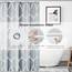 Gelbchu Duschvorhang-Set aus grauem Stoff, geometrisches Muster, B 108 x H 72, wasserdichtes Design und Polyester, schnell trocknend, beschwerter Saum, langlebig und waschbar, mit 12 Haken