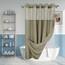 River Dream Duschvorhang ohne Haken, strukturiert, mit PEVA-Innenfutter, 180,3 x 188 cm, Hotel-Stil mit durchsichtigem Fenster, maschinenwaschbar und wasserabweisend, Taupe, 71 x 74 cm