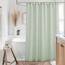 KGORGE Leinen-Duschvorhang, halbtransparent, leicht, Knopfloch, halbsichtbar, schnell trocknend, Duschvorhänge für Badezimmer, Badewanne, Dekoration, graugrün, 183 x 229 cm lang, Haken im Lieferumfang