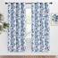 KGORGE Raumverdunkelnde, bedruckte Fenstervorhänge und Vorhänge, 100 % Privatsphäre, Bohemian-Vorhänge, modernes elegantes Blumenmuster für französische Tür/Café, 2 Bahnen (B x L x L), Blau