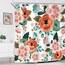 Riyidecor Duschvorhang-Set, extra lang, Blumenmuster, 183 x 200 cm, Blume, Frühlingssaison, grüne Blätter, Orange, Frauen, Badezimmer-Dekor, Stoff, Polyester, wasserdicht, mit 12 Stück