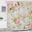 Riyidecor WW-NDHC Duschvorhang aus Stoff, für Badezimmer, 183 x 183 cm (B x H), Rosenmuster, blühende grüne Blätter, für Mädchen, Frauen, Badewannen-Zubehör, Dekoration, rustikal, wasserdicht, Stoff,