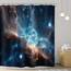 Riyidecor RY-KKCQ Galaxie-Duschvorhang – Nebel, Stern, Planet, Nacht, Sternenhimmel, Universum, Weltraum, Fantasie, Stoff, wasserdicht, Heimdekoration, 12 Stück, Kunststoffhaken, 183 x 183 cm
