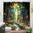 Riyidecor Fantasy-Duschvorhang, 183 x 183 cm (B x H), Fee, schönes Wunderland, Waldbaum, Wildblume, Garten, Schmetterling, Pflanze, Natur, Badezimmer, Dekor, Stoff, Polyester, wasserdicht, 12 Haken