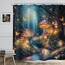 Riyidecor Fantasy-Duschvorhang, 183 x 183 cm, Fee, schöner Garten, Pilz, Wunderland, Holz, Baum, magischer Wald, Schmetterling, Blumenmädchen, Badezimmer, Dekoration, Stoff, Polyester, wasserdicht, 12