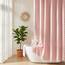 Extra langer rosa Boho-Duschvorhang mit weißer Quaste, gewebter Stoff, 213,4 cm, getufteter Chevron-Streifen, 72 x 84, modern, schick, strukturiert, minimalistisch, niedlicher Duschvorhang für