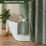 Siiluminisoy Extra Langer Salbeigrüner Boho-Duschvorhang mit Quaste, Gewebter Stoff 213 cm Duschvorhang, Gestepptes Chevron-Streifenmuster, 183 x 213, Moderner Schicker Texturierter Minimalistischer