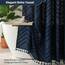 Siiluminisoy Extra langer Boho-Duschvorhang, marineblau, gewebter Stoff, 72 x 96 Zoll (183 x 244 cm), getuftet, gestreift, modern, schick, strukturierter Stoff, Duschvorhänge, minimalistisches