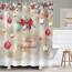 RosieLily Weihnachts-Duschvorhänge für Badezimmer, Weihnachten, Duschvorhänge, roter Weihnachtsstoff, Badezimmer-Set mit Haken, rote silberne Kugeln, Frohe Weihnachten, Urlaub, 182.9 cm Bx182.9 cm H