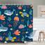 RosieLily Kinder-Duschvorhang für Badezimmer, Cartoon-Meeres-Ozean-Tier-Duschvorhang mit Delfin, Ozeanfisch-Duschvorhänge-Set mit 12 Haken, wasserdicht, cooler Duschvorhang, 183 cm B x 183 cm H
