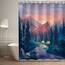 RosieLily Trippy Duschvorhang-Set, Motiv: Bergwald, cooler Baum, Badezimmer-Dekoration, 183 x 183 cm