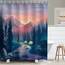 RosieLily Trippy Duschvorhang-Set, Motiv: Bergwald, cooler Baum, Badezimmer-Dekoration, 183 x 183 cm