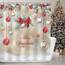 RosieLily Weihnachts-Duschvorhänge für Badezimmer, Weihnachten, Duschvorhänge, roter Weihnachtsstoff, Badezimmer-Set mit Haken, rote silberne Kugeln, Frohe Weihnachten, Urlaub, 182.9 cm Bx182.9 cm H