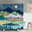 RosieLily Mountain Shower Curtain, Forest Shower Curtain, Starry Night Shower Curtain Hooks, Moon Nature Landschaft Shower Curtains for Bathroom, 183 Wx183 H Inch
