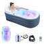 Tragbare Badewanne für Erwachsene mit Luftmassagematte, Whirlpool Badewanne mit romantischer LED-Beleuchtung, Kopfkissen/Rückenlehne/Armlehnen (inklusive Luftpumpe)
