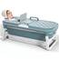 Warmiehomy Tragbare Faltbare Badewanne Erwachsene, 138x62x52cm GroßE Klappbare Badewanne, Dicke Freistehende Badewannen, Massage-Schweiß-Dampfbadewanne mit Deckel, Blau