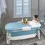 YRHome Faltbare Badewanne Wanne Erwachsene XXL, 148 x 60 x 53 cm Tragbare Klappbadewanne Foldable Bathtub Klappbare mobile Badewanne mit Abdeckung, Kissen, Massagerollen für kleine Badezimmer, Dusche