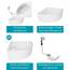 Calmwaters® Eckbadewanne Komplettset 150x150 cm mit Wannenträger, Acrylwanne Curved Wellness, Ab- & Überlaufgarnitur, Duowanne für 2, Sitzbadewanne, Set Sitz-Badewanne komplett, Weiß, 99000091