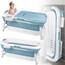LARS360 Faltbare Badewanne Erwachsene, Reisebadewanne Klappbadewanne mit abnehmbare Abdeckung, Seifenkorb, Massagerollen, Mobile Badewanne für kleines Badezimmer (128 x 62 x 53 cm)