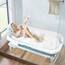 LARS360 Faltbare Badewanne Erwachsene, Reisebadewanne Klappbadewanne mit abnehmbare Abdeckung, Seifenkorb, Massagerollen, Mobile Badewanne für kleines Badezimmer (128 x 62 x 53 cm)