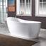 WOODBRIDGE 170 cm freistehende weiße Acryl-Badewanne mit mattschwarzem Abfluss und Überlauf, BTA1508-MB-Drain &O