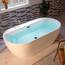 WOODBRIDGE B0059-MB freistehende Acryl-Badewanne, zeitgenössisch, mit mattschwarzem Überlauf und Abfluss, 183 cm